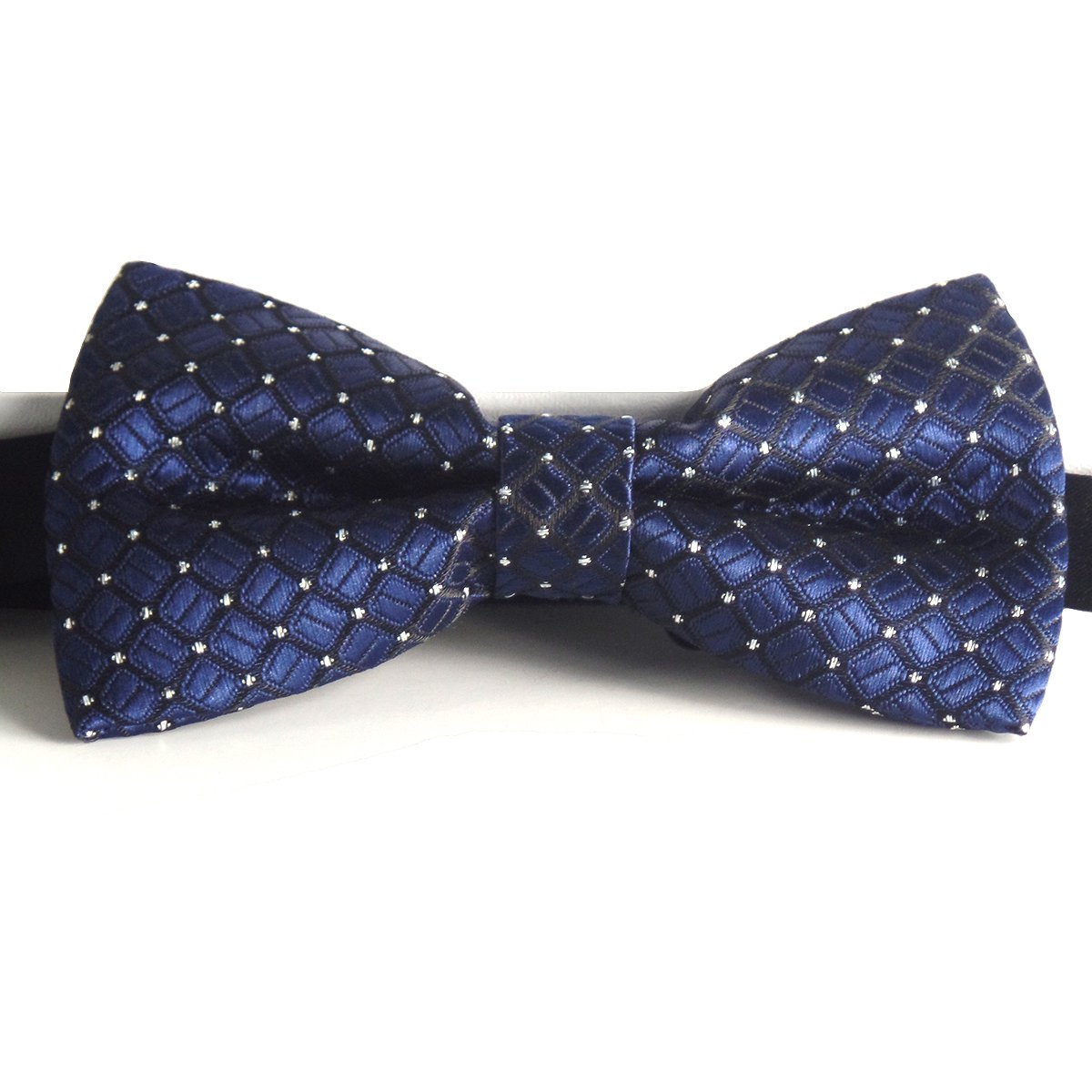 Mens Blue and Silver Formal Pre-Tied Bow Tie