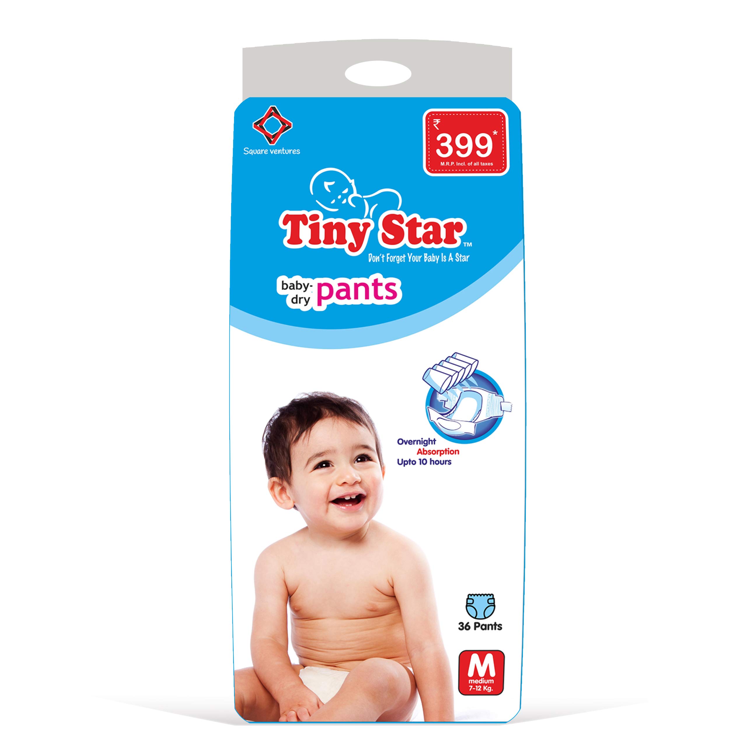 Tiny Star Baby Dry Pants, Medium (Pack of 36)
