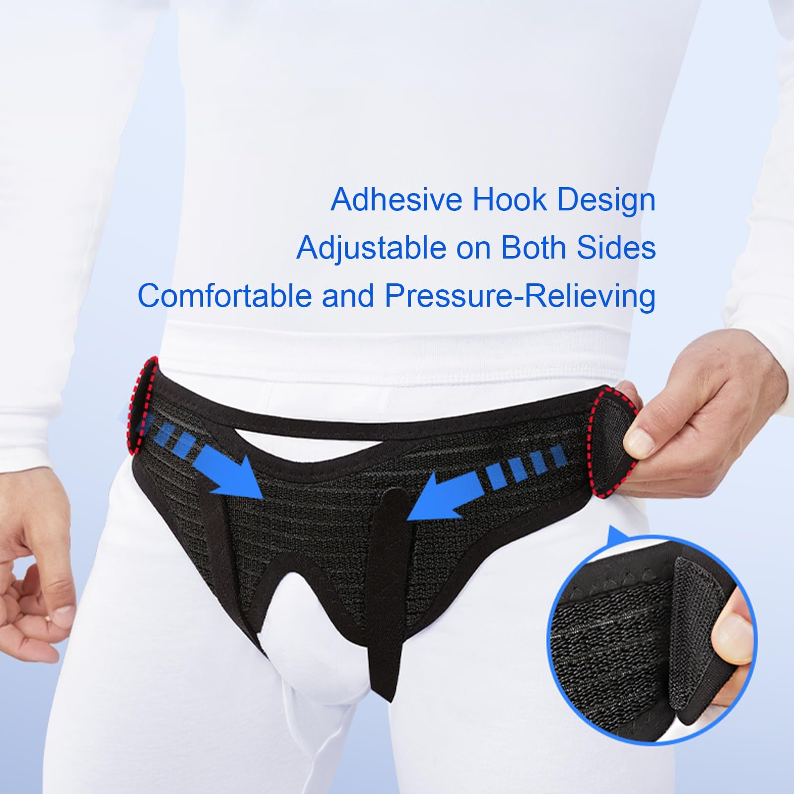 Hernia Belt for Double Inguinal with 2 Removable Compression Pads, Hernia Belt for Men and Women, Adjustable Waist Strap, Comfortable Material(Black,Small)
