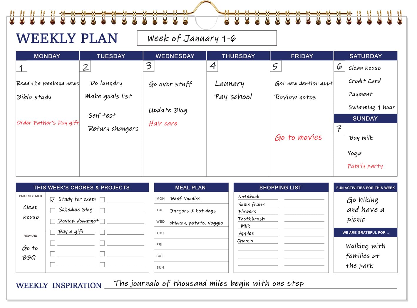 Photo 1 of Tuun Fuplan Large Weekly Planner - 17" x 12"
