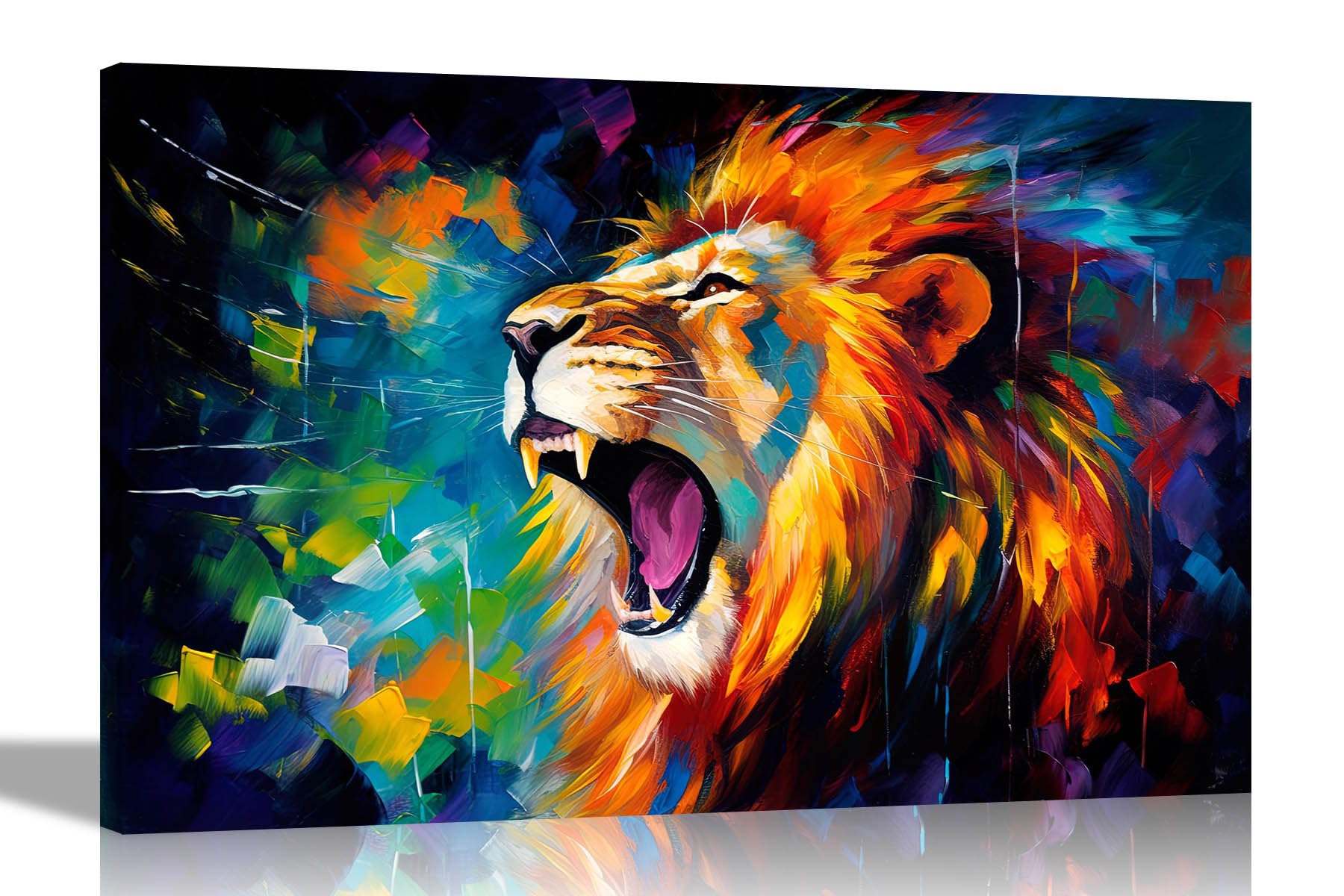 Artley Prints Dominant Angry Lion - Angry Dominant Lion Canvas Pictures For Wall | Abstract Art In Living Room, Bedroom, Hallway Large 86 X 61Cm (34 X 24 Inches) A1