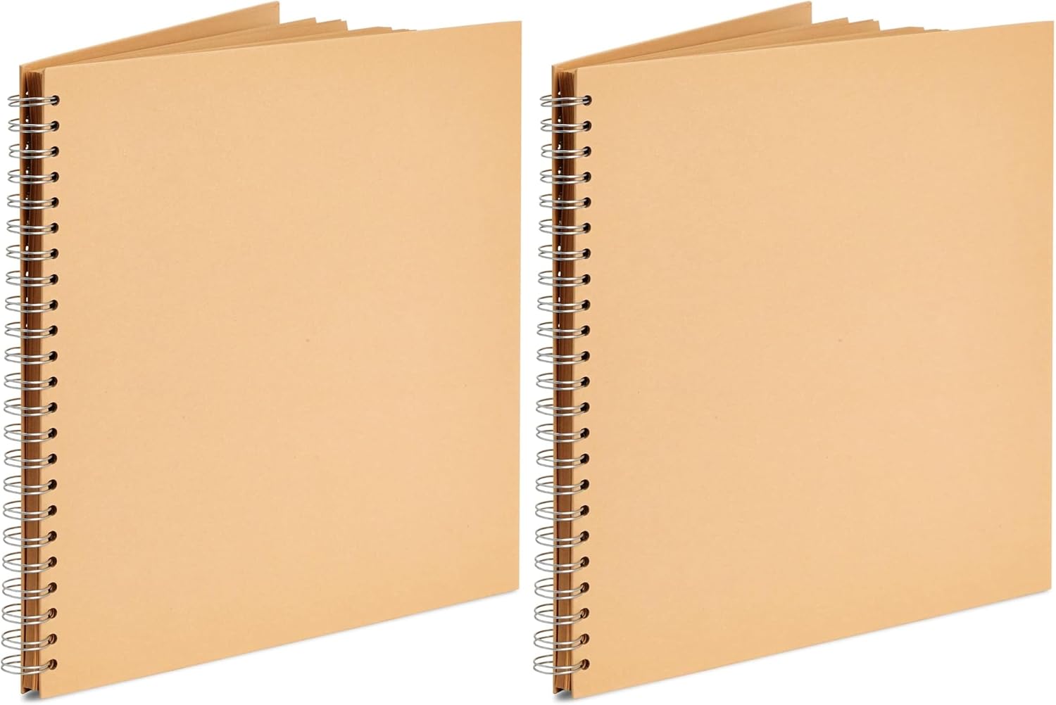 Paper Junkie Spiral Bound Scrapbook Album - 12 x 12 In, Kraft Hardcover, 40 Sheets (80 Pages) - Blank Kraft Paper Pages Lay-Flat for Drawing & Writing - Scrapbook Journal (Pack of 2)