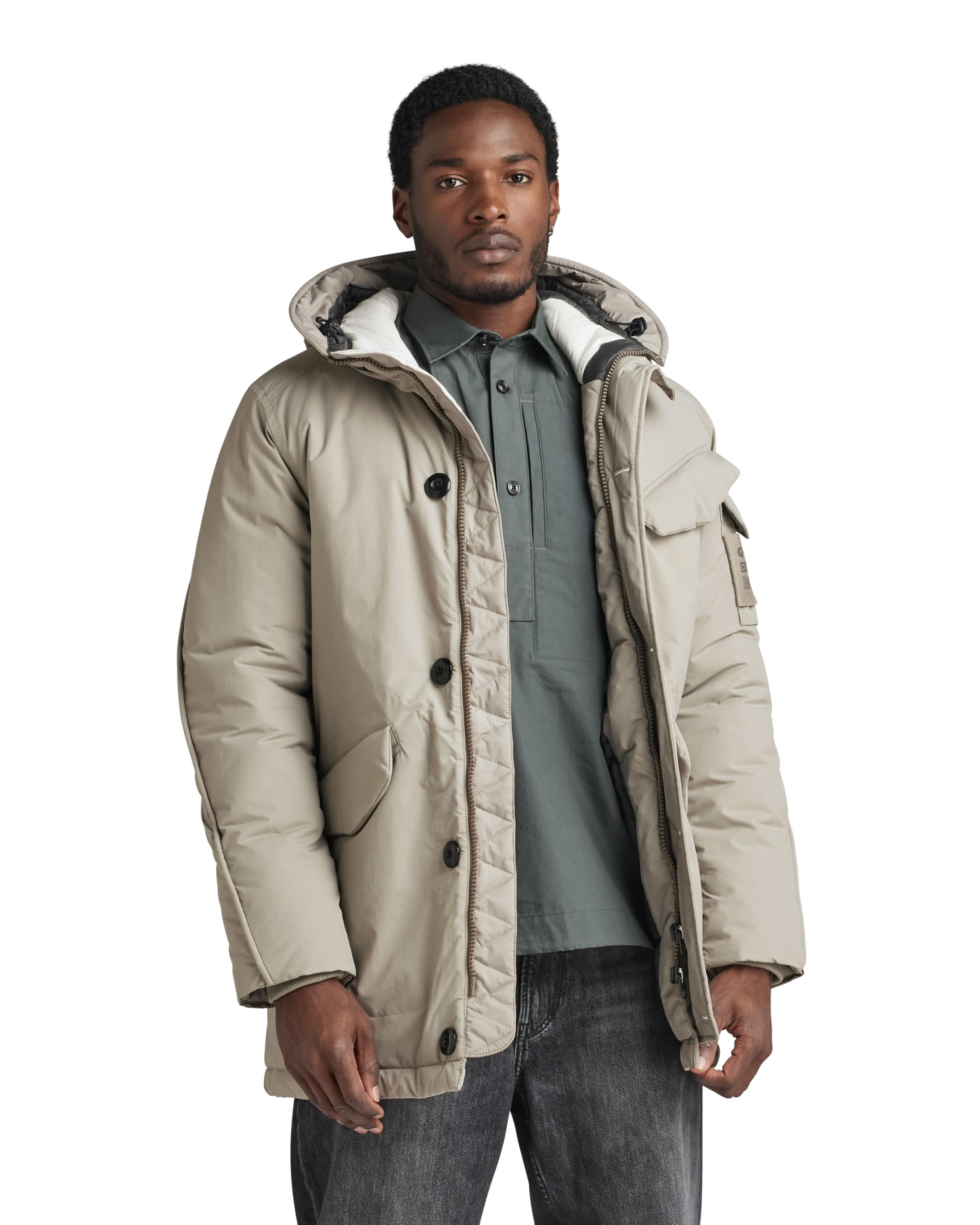 G-Star Men's Vodan Padded Hooded Parka, Grey (elephant skin D22713-D419-G106), S