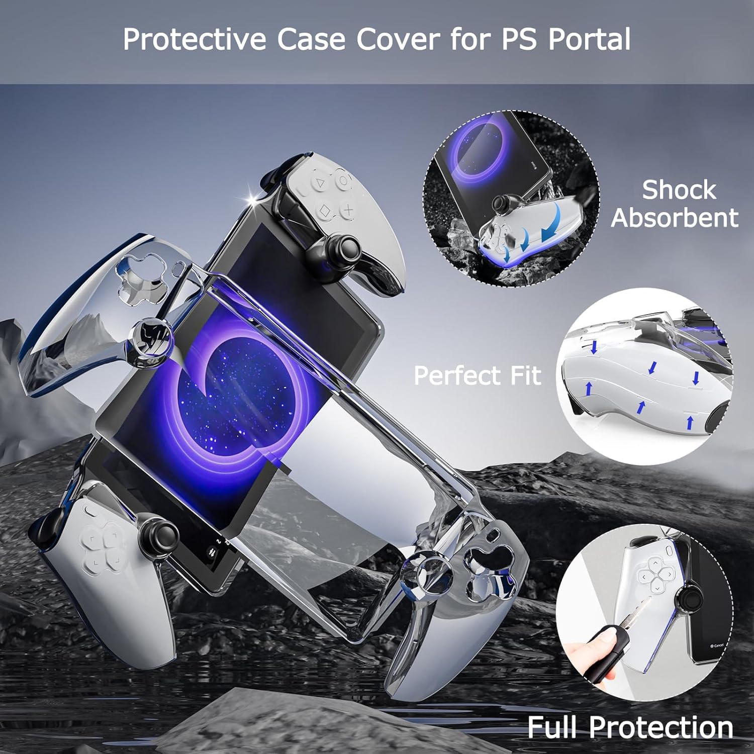 AriKroii 6 in 1 Set di Accessori per PlayStation Portal,Custodia per PS Portal Remote Player,per PS Portal Storage Bag,Cover per PS Portal,2 vetro temperato,Custodia EVA