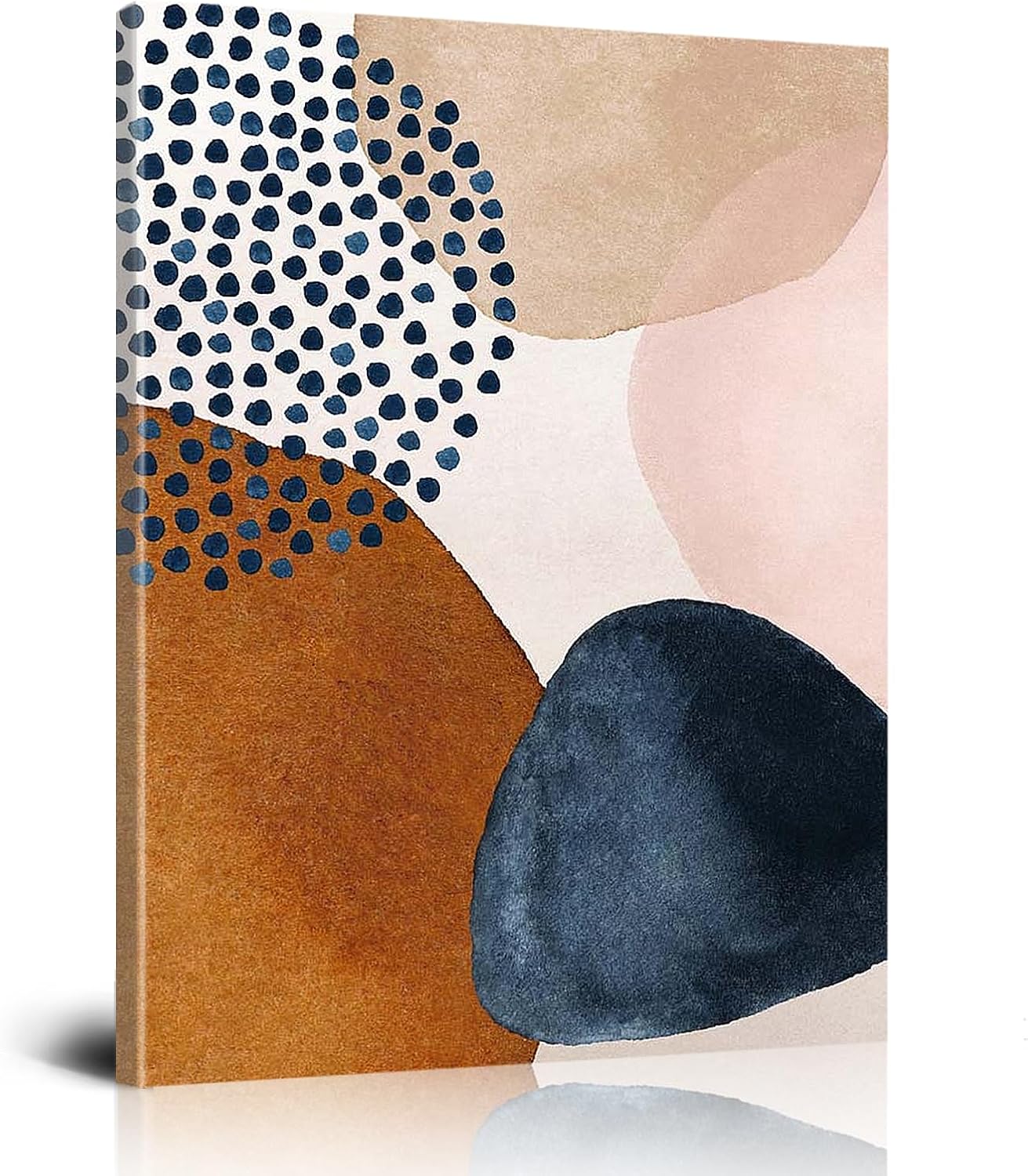 Poemwish Neutral Abstract Canvas Wall Art Warm Tone Geometric Painting Modern Minimalist Artwork for Living Room Bedroom Office Decor 16x12inch
