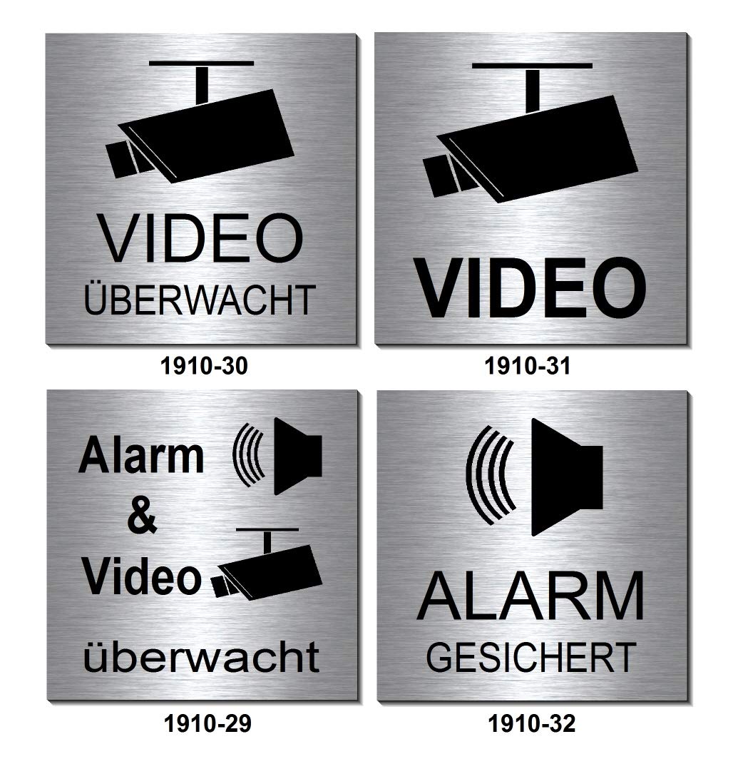 Alarmschild ‚alarmgesichert‘ – Ø 100 Mm, Aluminium Gebürstet | 2-fach Gelocht, UV-beständig | Made In Germany