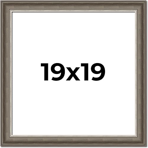 Marco de madera maciza marrón de 19 x 19 pulgadas, ancho de moldeo de 1.75 pulgadas, marco Austin completo con plexiglás acrílico UV, respaldo de