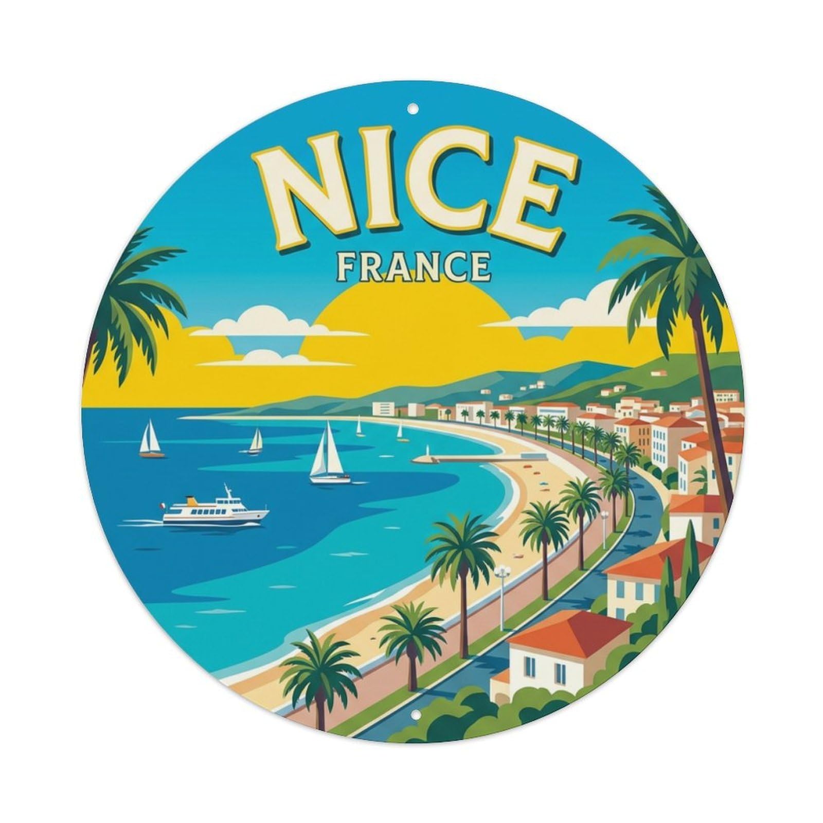 Galvaxio Style Retro Travel France Nice Metal Tin Sign