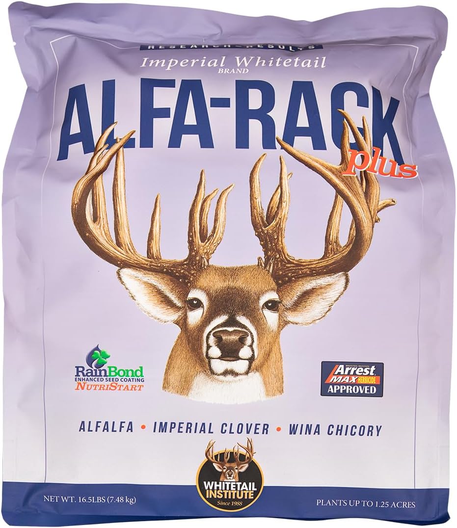 Whitetail Institute Alfa-Rack Plus Deer Food Plot Seed - Perennial Blend of Deep-Root Forages that Thrive on Hilltops and Hillsides - Highly Nutritious and Attractive to Deer