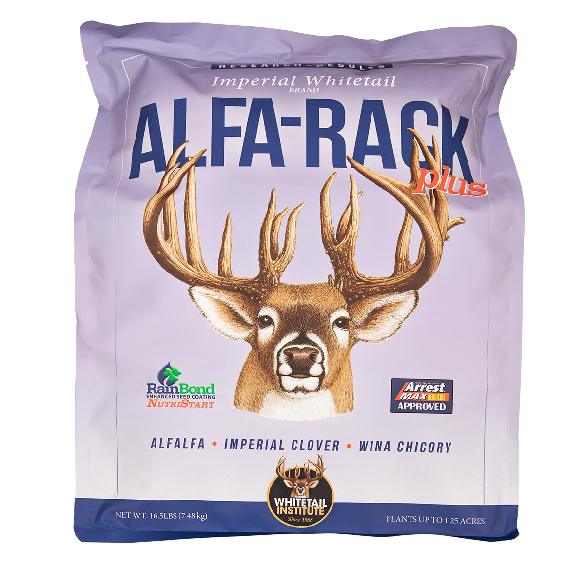 Whitetail Institute Alfa-Rack Plus Deer Food Plot Seed, Perennial Blend of Deep-Root Forages that Thrive on Hilltops and Hillsides, Highly Nutritious and Attractive to Deer, 16.5 lbs (1.25 Acres)