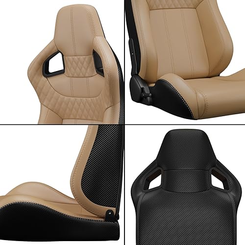 Miniatura 8 de 2 asientos universales ajustables de carreras con deslizadores dobles, asientos de cubo reclinables, 1 par de asientos deportivos para vehículos