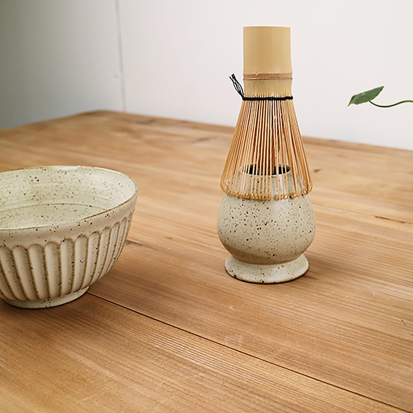 Juego Matcha 4 Piezas con Batidor de Bambú Japonés - Kit Iniciación Ceremonia Té Incluye Cuchara y Sostenedor Cerámico para Preparar Matcha(Color:b)
