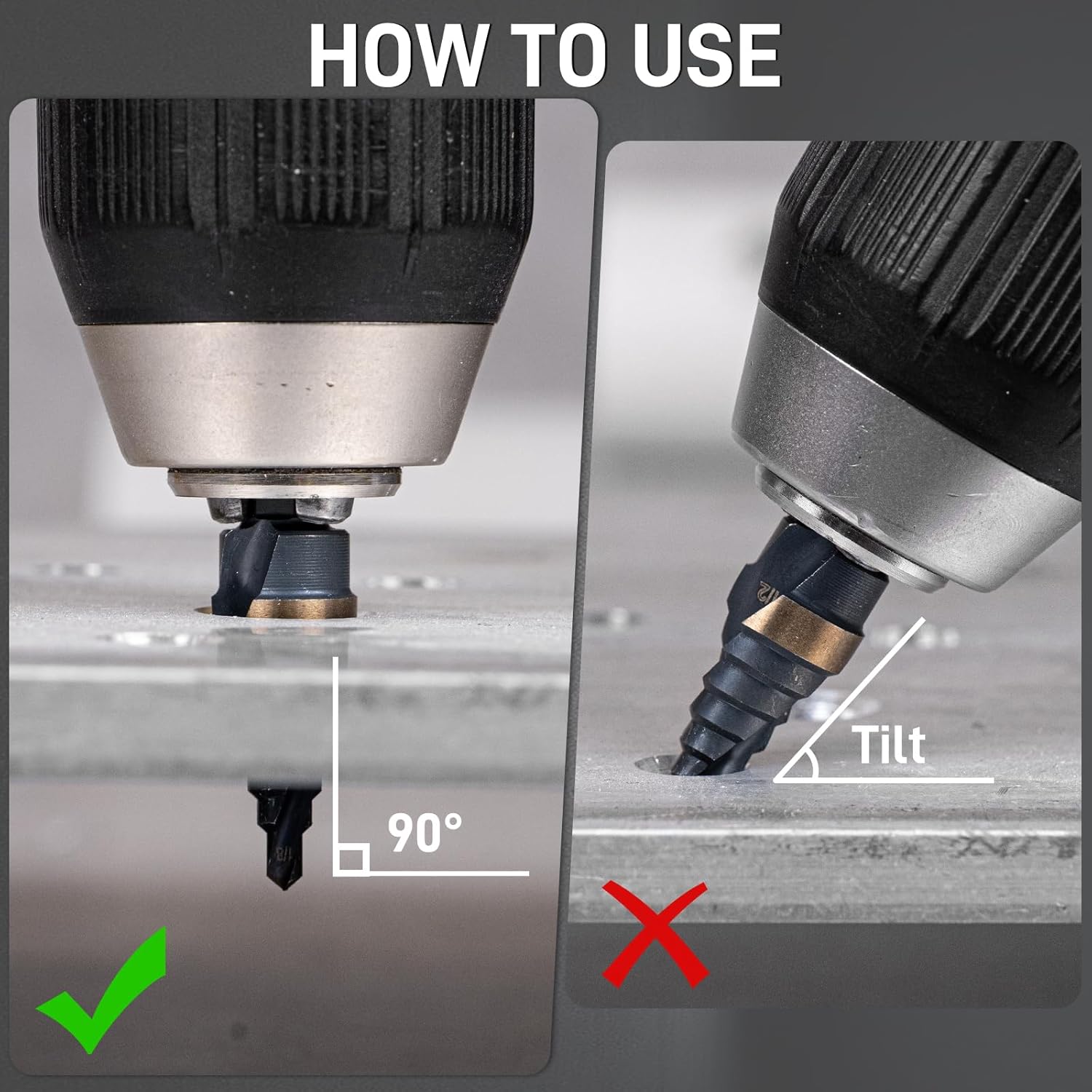 Unibit Step Drill Bit Set (1/8"-5/8"), 4 Pcs HSS Single Size Step Bit, Small Size EDC Unibit with 1/4" Hex Shank Step Bits for Thin Metal, Wood, Plastic