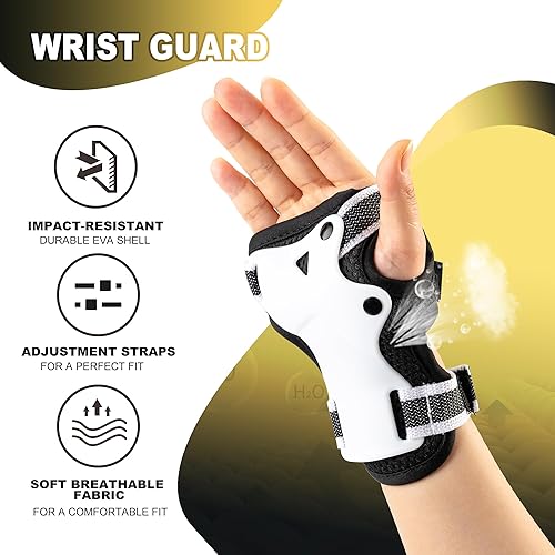 Miniatura 5 de Rodilleras para niños, muñequeras y coderas con bolsa con cordón, juego de equipo de protección para niñas y niños, patinaje sobre ruedas, ciclismo,