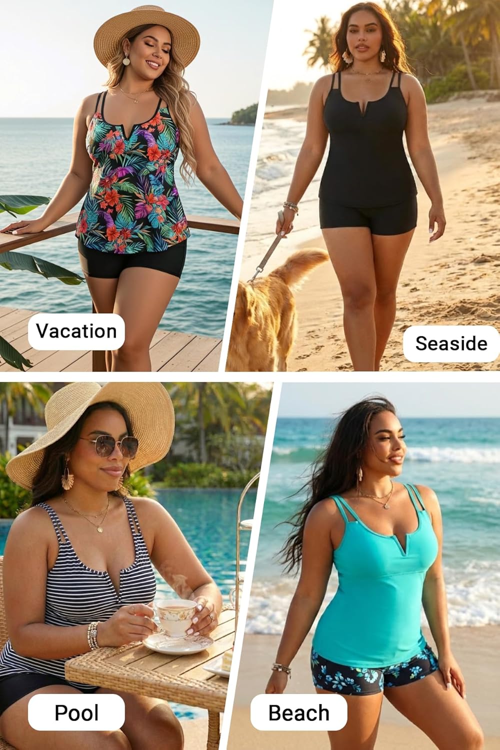 Daci Women's Plus Size Tankini Swimsuit - Two Piece Bathing Suit with Shorts Tummy Control Swimwear with V-Wire 2025 - Image 4