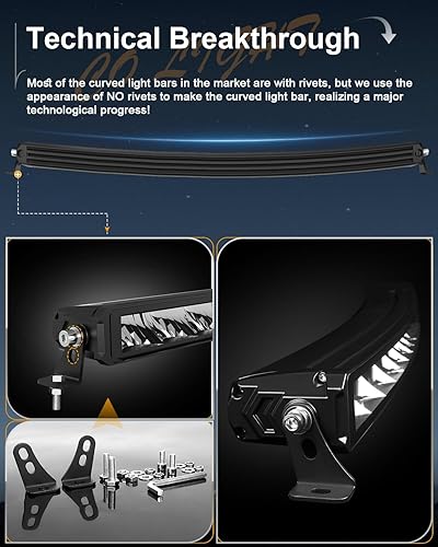 Miniatura 5 de CO LIGHT Barra de luz LED curvada de una sola fila de 30 pulgadas, 140 W, 30000 lúmenes, 6000 K, arnés de cableado de luz ambiental blanca y verde,