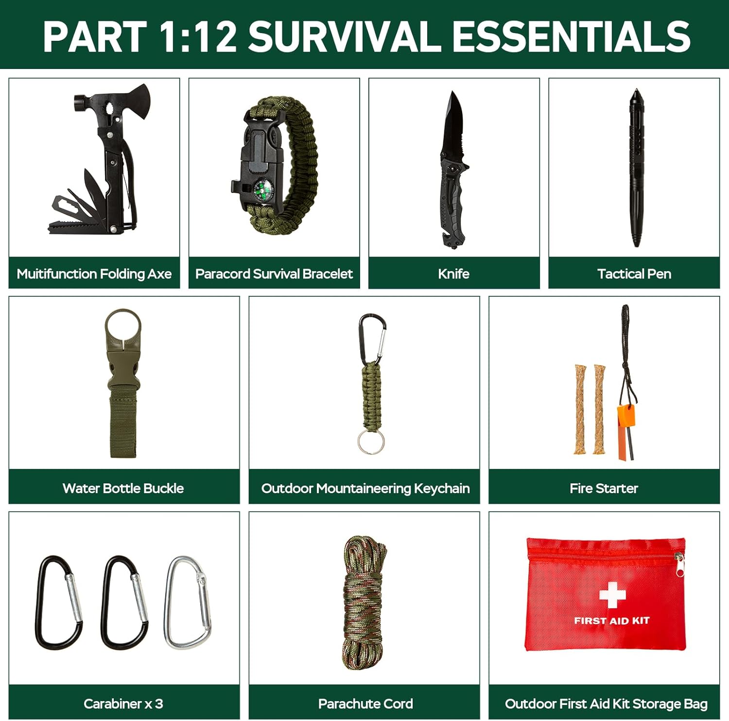 Survival Kit Advent Calendar for Men - Survival Tools Advent Calendar for Adult Teen 24 Days Christmas Countdown - 2025 Xmas Holiday Surprise Gifts for Outdoor Enthusiasts
