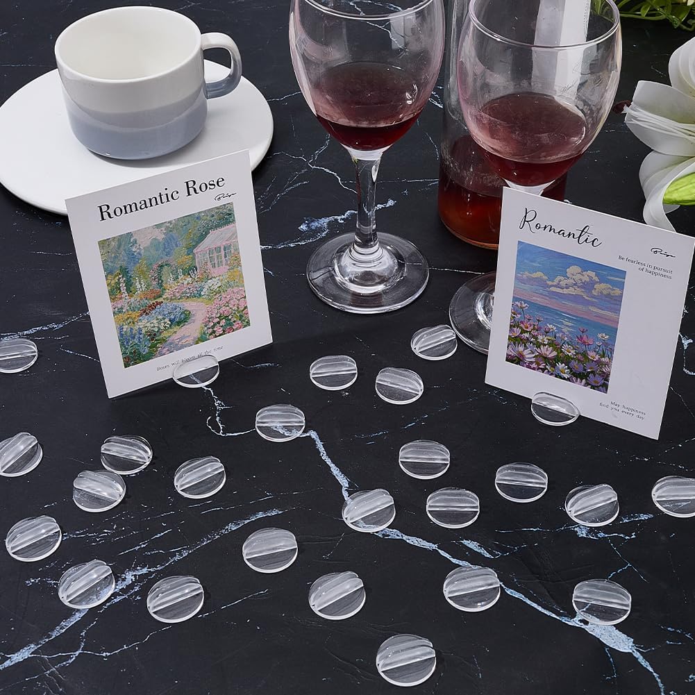 25Pcs Game Card Stand Clear Round Game Piece Holder Plastic Translucent Place Holders Place Cards Display Stand for Business Price Tags Labels Party Favor