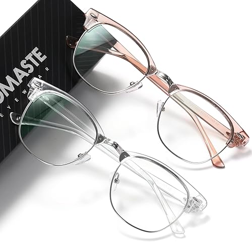 Miniatura 1 de Lentes de bloqueo de luz azul, vintage, medio marco, lente transparente UV, antifatiga ocular, gafas de juegos para computadora para mujeres y