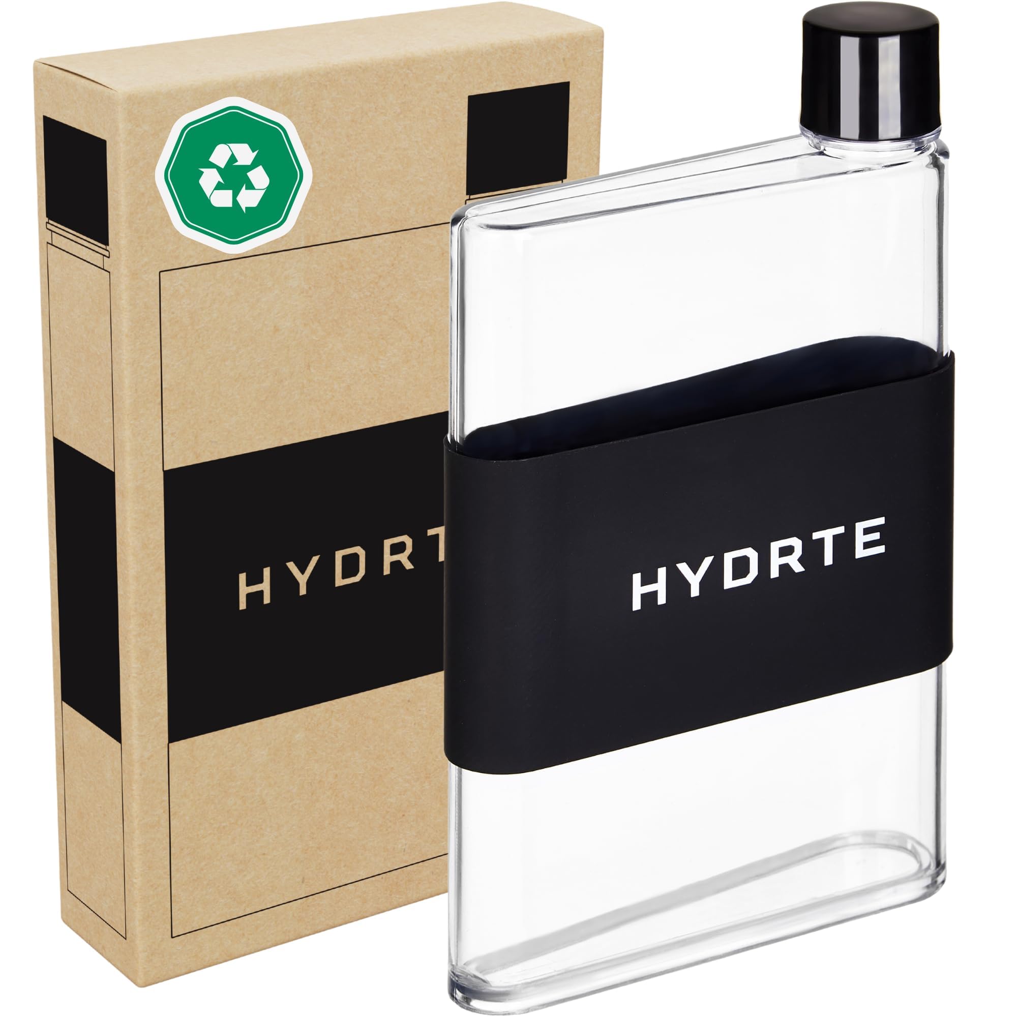 Hydrte Nero Black Clear Water Bottle – 350Ml Professional Cute Water Bottle For Travel, Slim, Lightweight & Bpa-Free For Travel & Everyday Hydration (Nero Black)