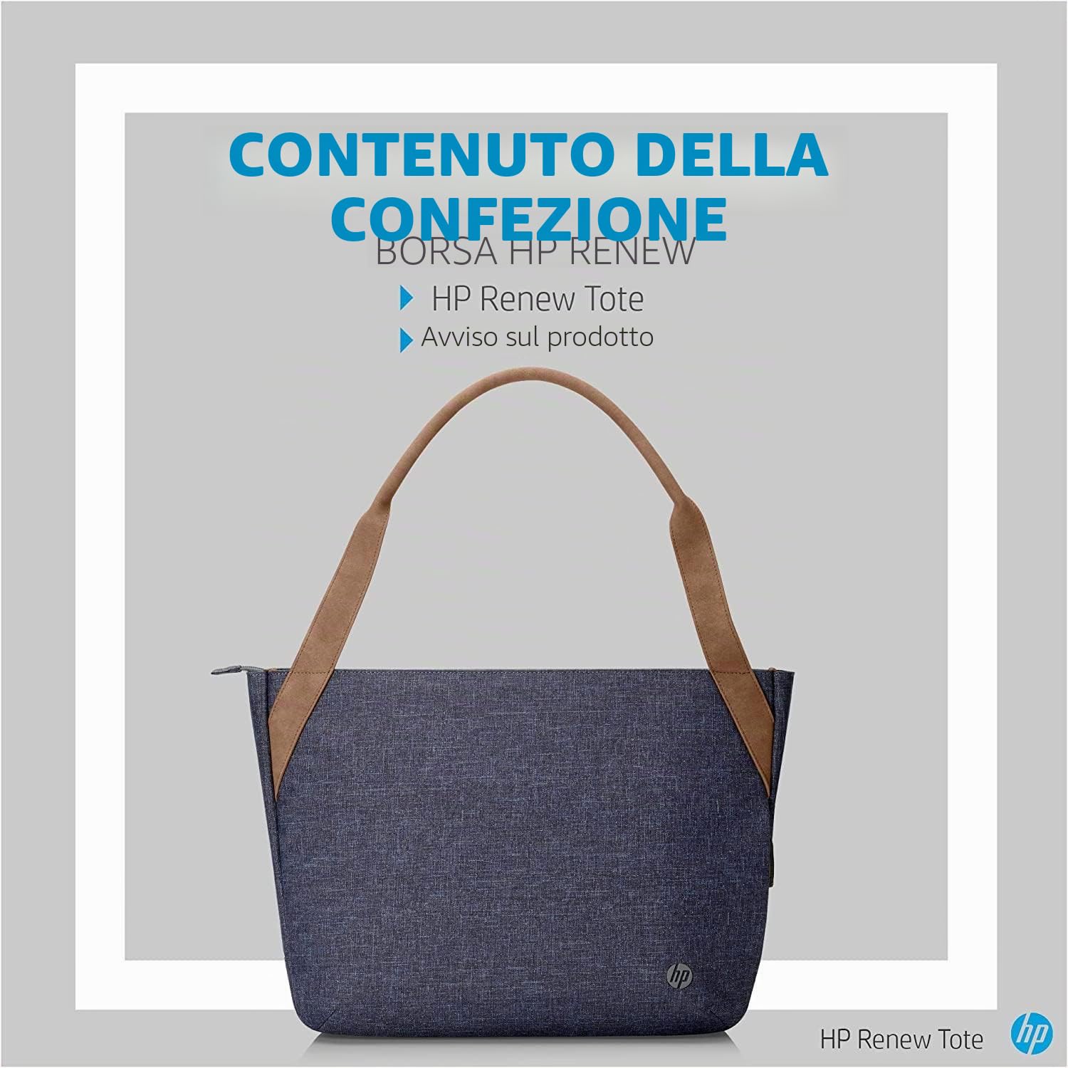 HP Renew Borsa per Notebook Fino a 14", Vano Computer Imbottito, Apertura dall’Alto, Tasche Interne, Tessuto Resistente, Maniglie Robuste, Impermeabile, Blu Navy