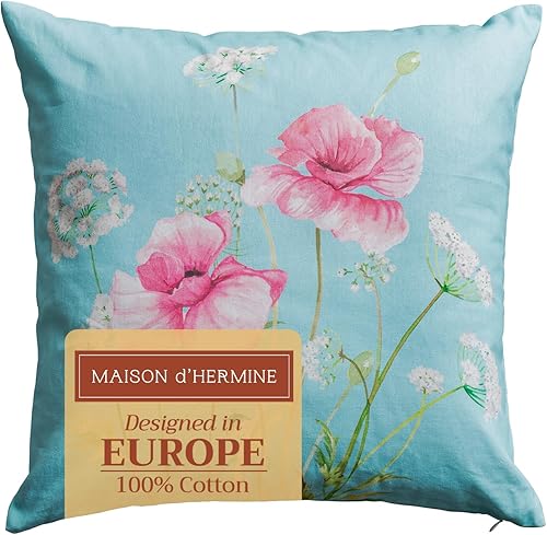 Maison d' Hermine Artist Garden - Funda de cojín decorativa 100 % de algodón para sofá, sillón, dormitorio, hogar, sala de estar (Spring, 18 x 18