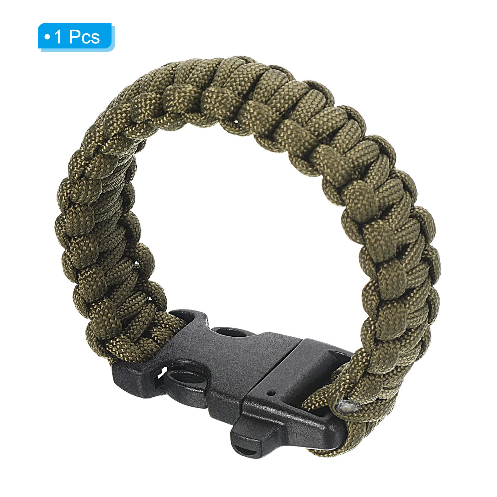 PATIKIL survivalowe bransoletki paracord, pleciona bransoletka spadochronowa z plastikową klamrą upominki na przyjęcie prezenty kempingowe do użytku na zewnątrz dla mężczyzn, ciemnozielona