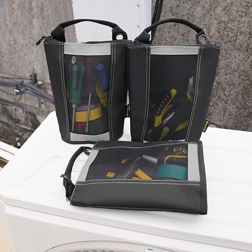 Miniatura 9 de MELOTOUGH Bolsa de herramientas con cremallera Bolsa de cremallera - Bolsa rápida con ventana de malla y ojales para colgar