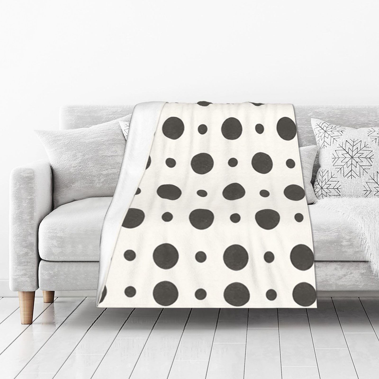 DUYIOKH Monochrome Dots Print Thick Throw Blanket, Blanket for Couch Bed Warm Travel Blanket for Camping Movie Night