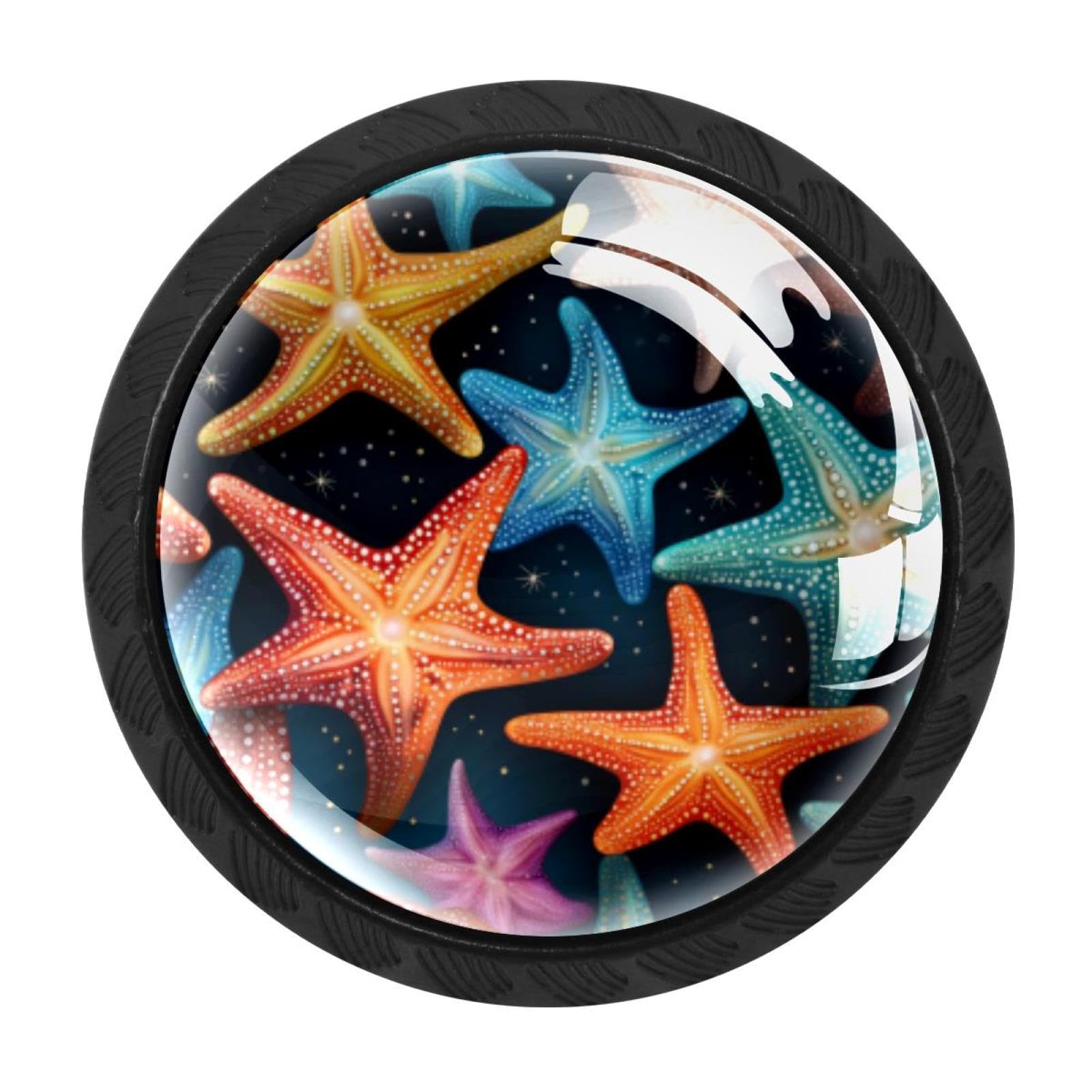 CHENZZZZ 4 Pieces Round Cabinet Knobs Rustic Dresser Knobs, Drawer Cupboard Wardrobe Cabinet Pulls Handles Hardware for Home Kitchen Furniture, Starfish