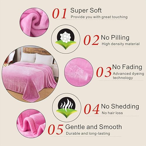 Miniatura 4 de Richave - Manta de forro polar para todas las estaciones, 12.35 onzasm, ultraligera y anti-estática, para cama, extra suave, tela cepillada, manta