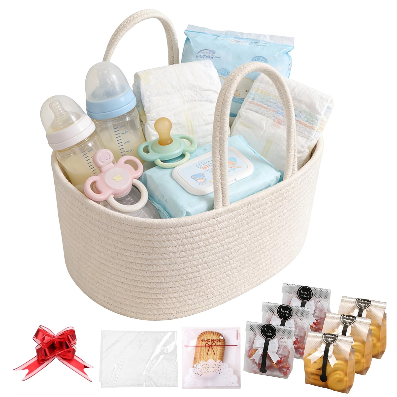 Petit panier blanc tressé anti-panne de rangement pour affaires de bébé