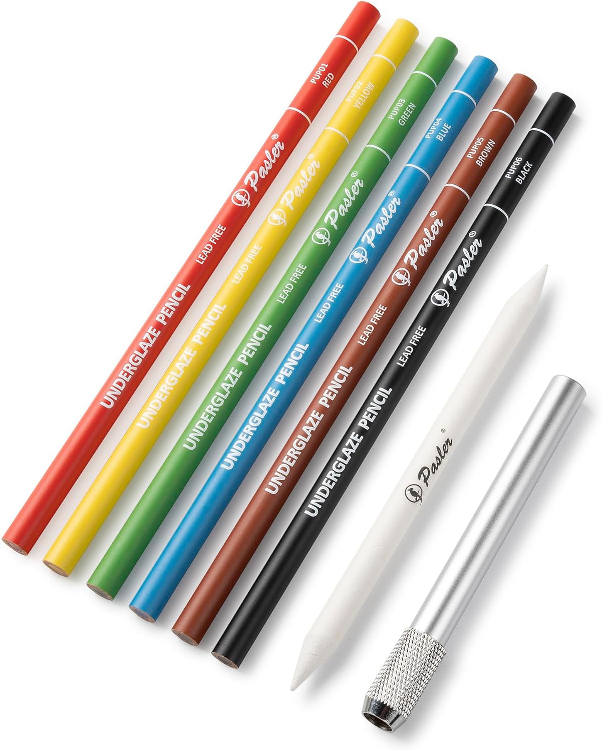 Pasler Underglaze Pottery Pencil Kit - Beautiful Metal Box Packaging, Underglaze Pencils Perfect for Ceramic Pottery Bisque, or Greenware - Pack of 6 Colors