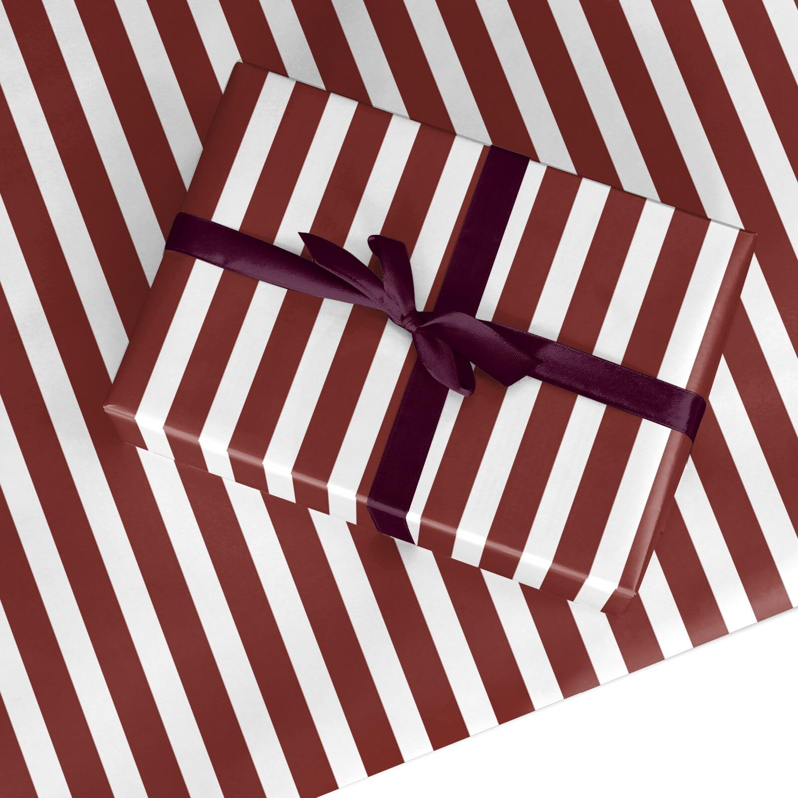 Red and White Striped Wrapping Paper - Premium Festive Gift Wrap for Birthday, Christmas, Valentines, Weddings - Recyclable FSC Paper, Stylish and Durable by Dyefor - 2 Sheets (50x70cm)