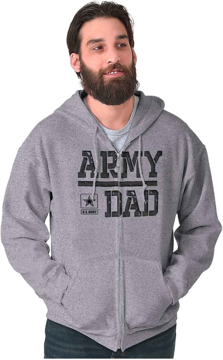 Brisco Brands US Army Dad Military Father Star Logo Zip Hoodie Sweatshirt Men