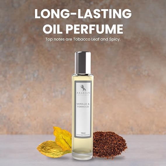 Arabian Opulence FR273 VANILLA & TOBACCO Roll-on Perfume Oil | Concentrated Fragrance Body Oil | Long Lasting Oil Based Perfume for Men and Women | Travel Size Alcohol-Free Perfume Oil Bottle (15ml)