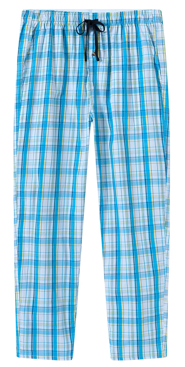 MoFiz Hombre Pantalones de Pijama Algodón Salón a Cuadros Pijama Larga Casual Patalones acon Bolsillos