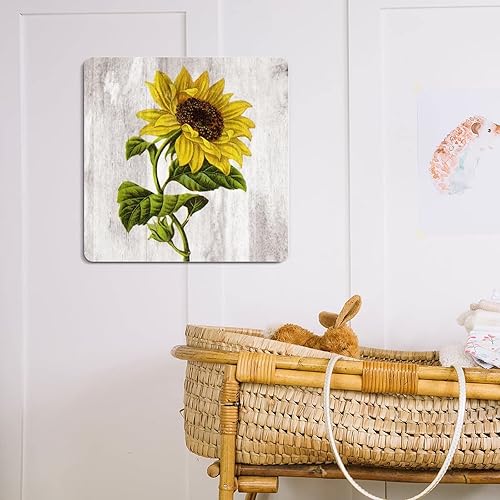 Miniatura 7 de Letrero de metal de otoño de 12 x 12 pulgadas, letrero de lata retro de girasoles dorados de granja, pintura al óleo, letrero de aluminio duradero,