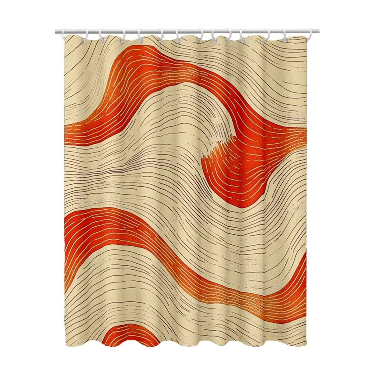 Rideau de douche imperméable anti-éclaboussures en polyester orange 180x200