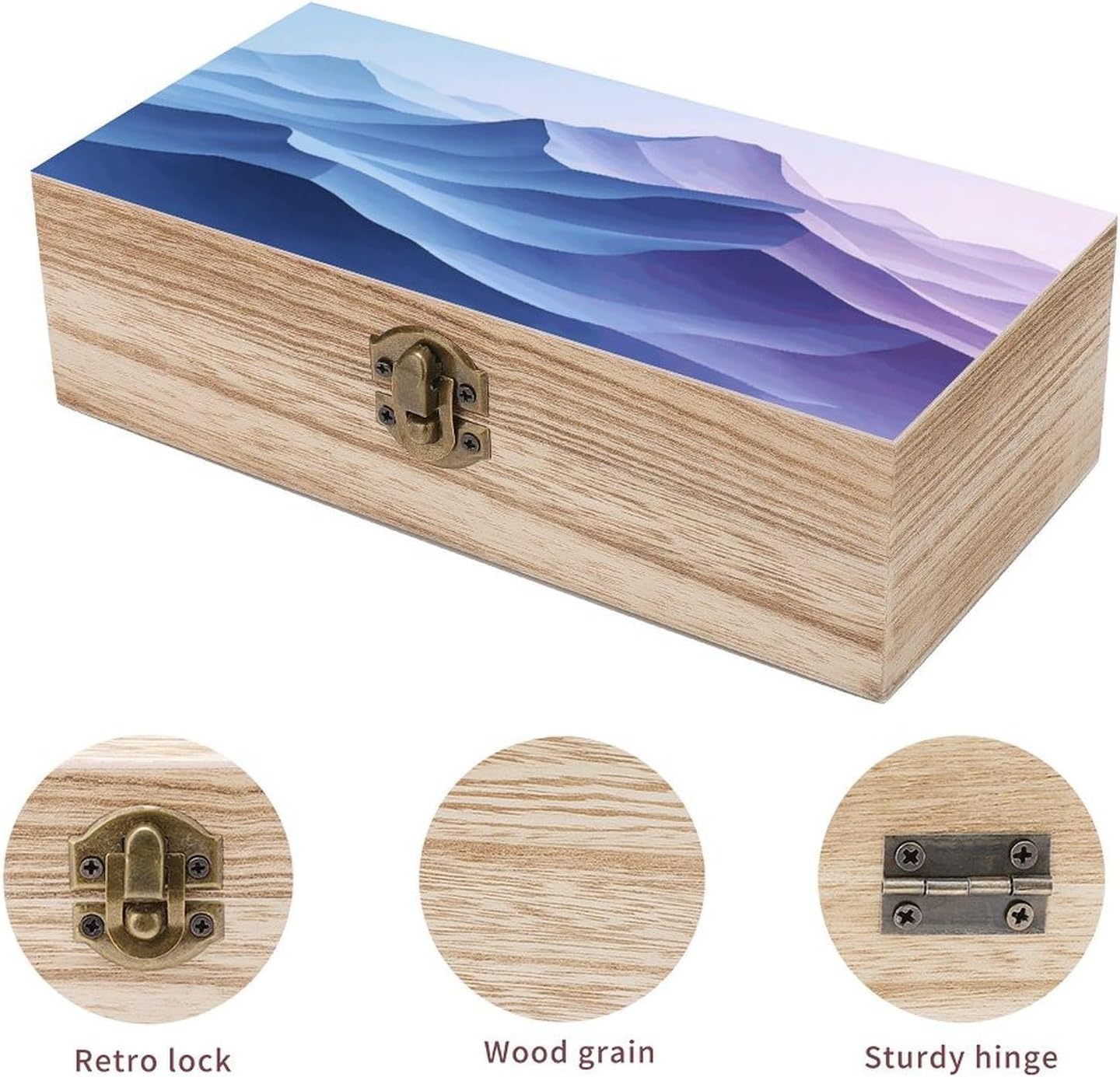 Abstract Topographic Map Wood Box Rectangular Organizer Box image 3