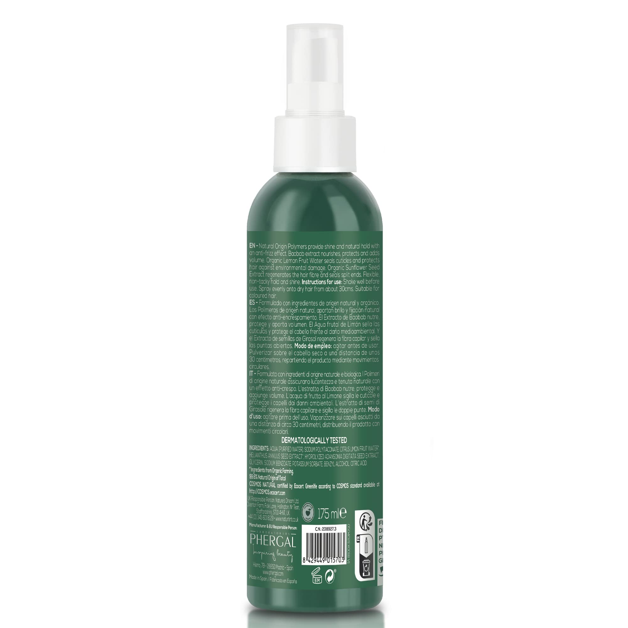 Naturtint Styling Mocowanie Brak - więcej objętości i jasności, doskonałe naturalne wykończenie, działanie przeciwciśnieniowe, 99,6% naturalnych składników, baobab abstrakcyjne, bezbarwne, 175 mililiter