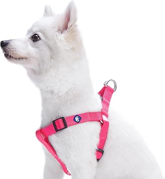 Blueberry Pet Essentials Step-in Dog Harness, Large Size | Adjustable French Pink Vest | Classic Solid Nylon for Boy & Girl Dogs, Chest Girth 26"-39"