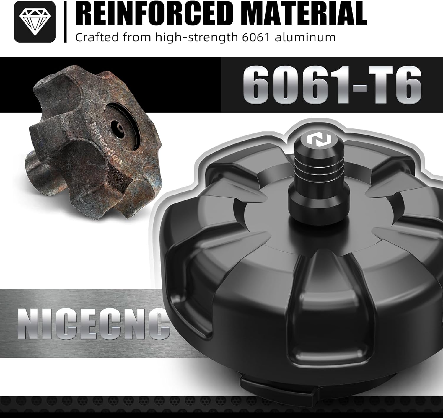 NICECNC Motorcycle Fuel Tank Cap/Gas Tank Cap Compatible with KTM 150-500 XC/XCF/XCW/XCF-W/EXC 2014-2026, Compatible with Husqvarna 150-501 FE/TE/TX/FX 2014-2026, Black, 6061-T6 Aluminium