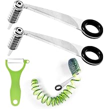 Zocipro Pack of 2 Potato Spiral Slicers with Peeler Radish Cutter Stainless Steel Spiral Cutter Potato Hand Tool for Potatoes Carrots Cucumbers Creative Fruit and Vegetables