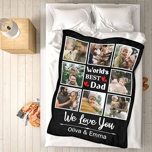 Miniatura 5 de FunStudio Manta personalizada para padre con foto, regalos personalizados para papá, papá, abuelo, papá, cumpleaños, Navidad