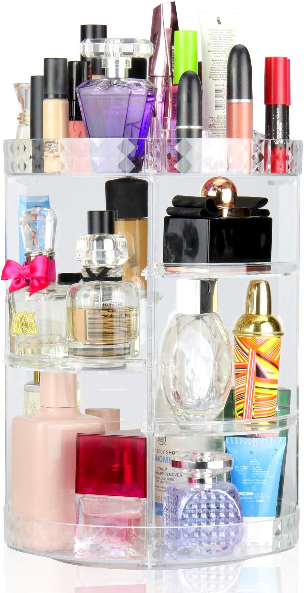 Rotating Cosmetic Organiser | 360° Spinning Makeup Holder | Vanity & Toiletries Storage for Bathroom & Bedrooms | Acrylic Display Stand | Pukkr