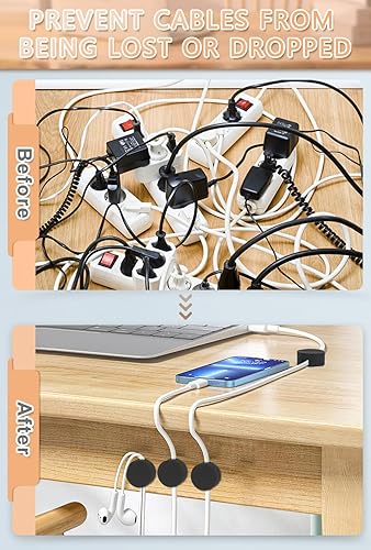 Miniatura 4 de Maveek Soporte magnético para cables, 5 unidades, clips de cable fuertes, placa de metal, organizadores de alambre adhesivo para mesita de noche,