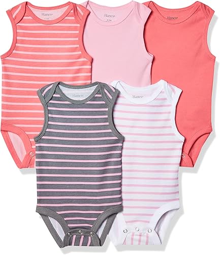 Hanes Baby-Girls Hanes - Body para bebé, Ultimate Flexy sin mangas para niños y niñas, paquete de 5
