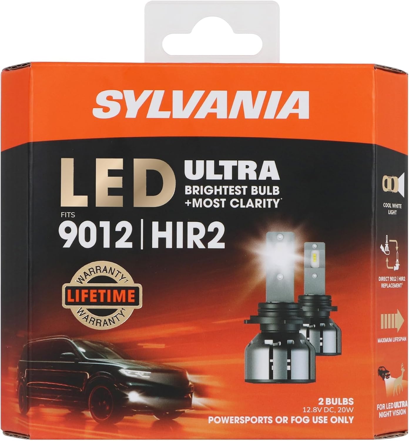 SYLVANIA - 9012 LED Ultra - Fog Lights For Cars and Trucks - Headlight Bulbs for Off Road Powersports - 6000k Cool White LED Light - Maximum Lifespan - No Polarity - DIY Upgrade