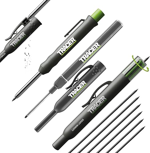 Kit completo de marcado de agujeros profundos Tracer - Incluye marcador permanente de agujeros profundos de doble punta y largo y lápiz de